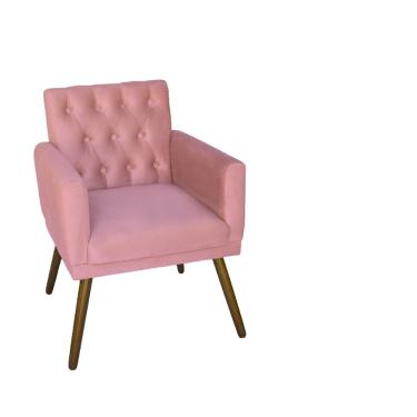 Imagem de Poltrona Decorativa Em Captonê Emilia Suede Rosa - LM DECOR