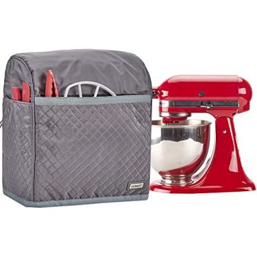 Imagem de HOMEST Capa acolchoada para batedeira com bolsos compatíveis com cabeça inclinada KitchenAid 5/4,5 litros, cinza (design patenteado)