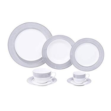 Imagem de Aparelho De Jantar 42pc De Porcelana New Bone Infinitys Mail Box Lyor Branco E Azul Único
