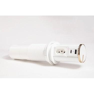 Imagem de Torre De Tomada Automática Usb-c Iphone 10a Branca/dourado