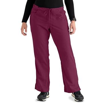 Imagem de Calça feminina de uniforme hospitalar com cordão 4232 da Grey's Anatomy, Vinho, X-Small Tall