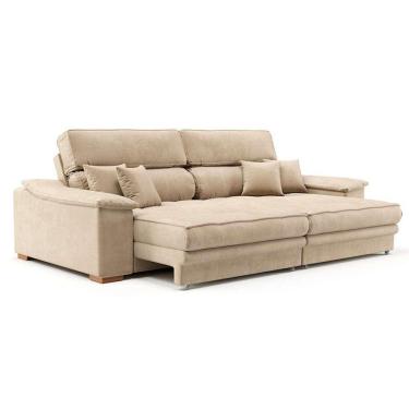 Imagem de sofá 3 lugares retrátil e reclinável lupin veludo bege