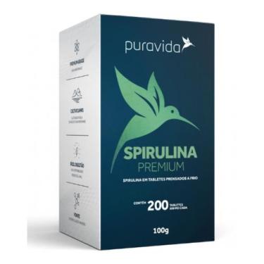 Imagem de Suplemento Em Tabletes Pura Vida Premium Spirulina Sabor Neutro Em Pot