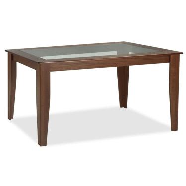 Imagem de Mesa Retangular 6 Lugares com Tampo de Vidro Canadá Cappuccino