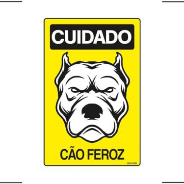 Imagem de Placa De Sinalização Cuidado Cão Feroz 20x30 Acesso - P-6/3 F9e