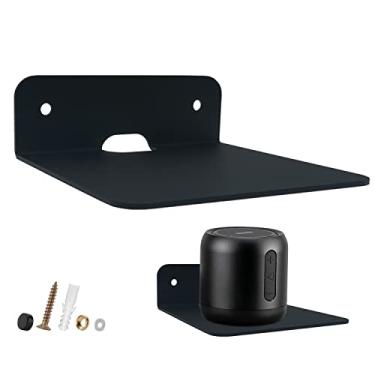 Imagem de SHTCSZBA Prateleira flutuante pequena para alto-falante, prateleira de parede pequena de 10,8 cm, prateleira de metal para alto-falante Bluetooth, webcam, malha, roteador de tela WiFi, prateleira de