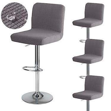 Imagem de Bifaunvogel Capa de banco de bar com costas à prova d'água, conjunto de 4 Jaquard para sala de jantar quadrada giratória para cadeira de bar com altura do balcão protetor de cadeira de encosto médio e