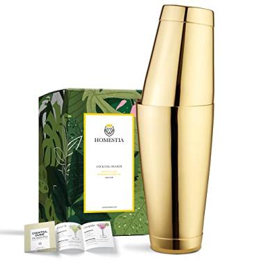 Imagem de Homestia Coqueteleira Boston Gold de aço inoxidável, 510 g e 800 ml, conjunto de coqueteleira de bar para barman - Ferramentas de bar Shaker Bar