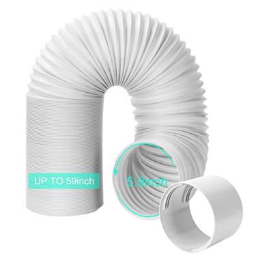 Imagem de UNAOIWN Mangueira de ar condicionado portátil com acoplador, rosca anti-horário de 5,9 polegadas/15 cm no sentido horário duto universal de ventilação de exaustão CA, kit de mangueira de tubo AC, peças de extensão, acessórios, comprimento de até 159,9 cm