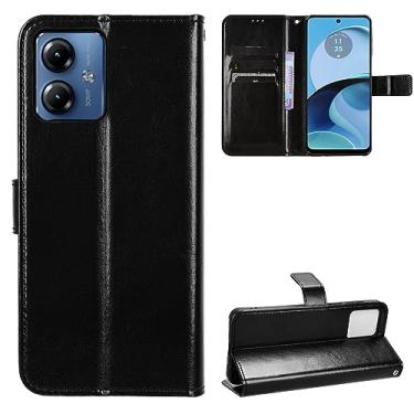 Imagem de Kukoufey Capa de couro compatível com Motorola Moto G14 4G, capa carteira de couro flip compatível com Motorola Moto G14 2023 XT2341-2 XT2341-3 XT2341-4 capa preta