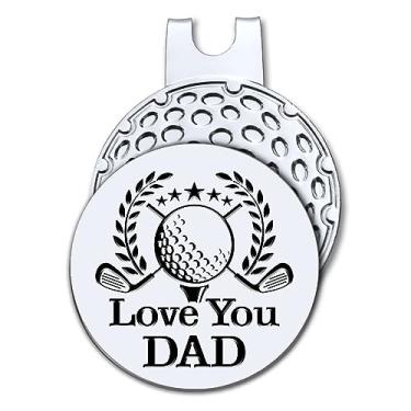 Imagem de Hafhue Love You Dad Marcador de bola de golfe com clipe magnético para chapéu, acessórios de golfe engraçados e presentes de golfe para homens mulheres marido esposa, aniversário para amantes de golfe