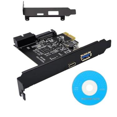 Imagem de Placa de expansão, PCI-E 1X para USB 3.2 Gen1 5Gbps 2 portas tipo C tipo A