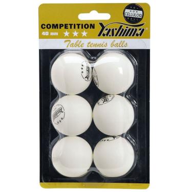 Imagem de Bola de Tênis de Mesa Branca Yashima 3 Estrelas PVC Com 06 Unidades