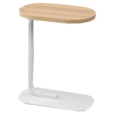 Imagem de Mesa lateral pequena, mesa C, estreita, redonda, sofá, sofá, mesa de jantar, para lanches, bebidas, mesa de destaque para sala de estar e quarto