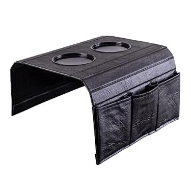 Imagem de Kit 2 Bandejas Esteira para Braço de Sofá Preto com Porta Controle