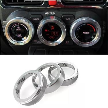 Imagem de HAGEZA Adequado para Suzuki Jimny 2/4 portas 2019-2024 liga de alumínio prata auto ar condicionado botão anel decorativo guarnição carro acessórios de reposição