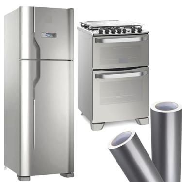 Imagem de Adesivo Vinil Envelopamento Geladeira Móveis Vidro Autocolante Impermeável (Prata, 5m x 1m)