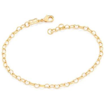 Imagem de Pulseira banhado ouro 3x 24k 18k e 22k feminina corrente corações romm