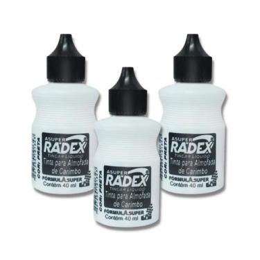 Imagem de Kit 3 Tinta Almofada para Carimbo Preta Alto Rendimento 40ml - Radex 