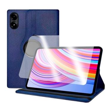 Imagem de Capa Capinha Case Giratória + Pelicula Vidro Para Redmi Pad Pro (Tela 12.1") - C7 COMPANY (Azul Marinho)