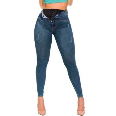 Imagem de Calça Feminina Sawary Jeans Super Lipo, Azul, 40