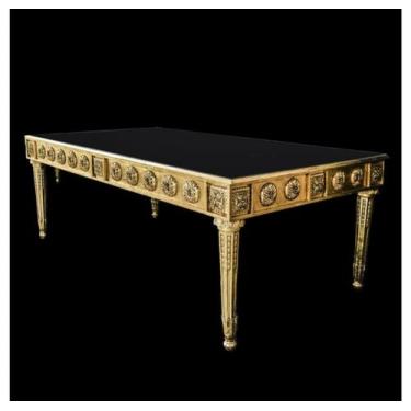 Imagem de Mesa Brasão Imperio pr Reuniao ou Jantar Dourado Alta Decoração - LUXd