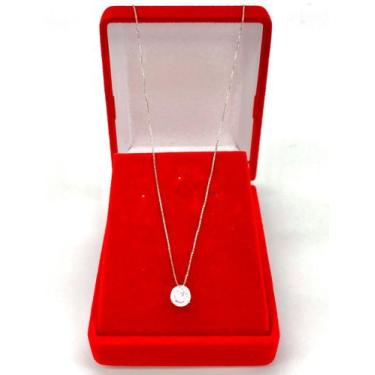 Imagem de Corrente Feminina 45cm Ouro Branco 18k Pingente Ponto De Luz - DR Joia