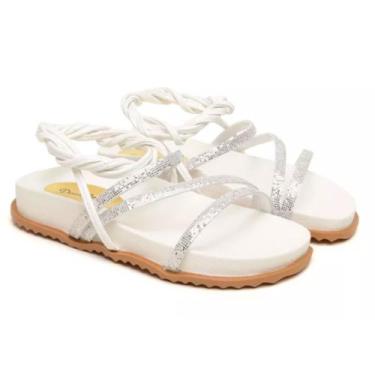 Imagem de Sandália Papete de Amarrar Gladiadora Feminina  Platfarm Stras Sola An