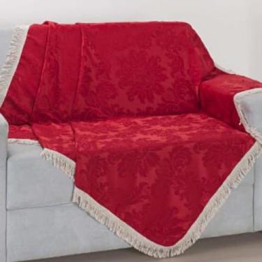 Imagem de Manta Xale Para Sofá Sala Casa Luxo - Gabi Flor, Vermelho