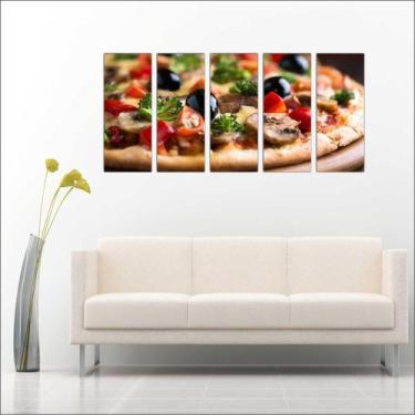 Imagem de Quadro Decorativo Gourmet Pizzarias Pizza Food 5 Peças GG6 - Vital Qua