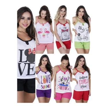 Imagem de Kit Com 10 Baby Dool Pijama Feminino Short Alça Confortável Revenda At