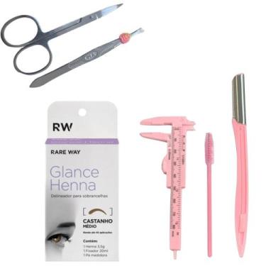 Imagem de kit henna glance design sobrancelha pinça tesoura paquímetro - Glance 