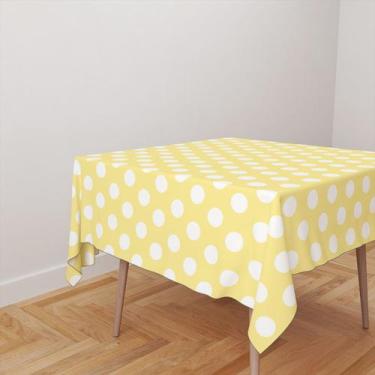 Imagem de Toalha De Mesa Quadrada 4 Lugares Tecido Oxford Poá amarelo claro e br