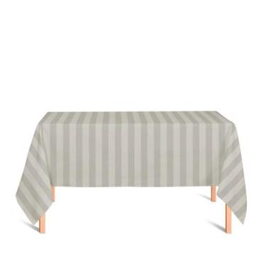 Imagem de Toalha de Mesa Retangular em Tecido Jacquard Bege Marfim Listrado Trad