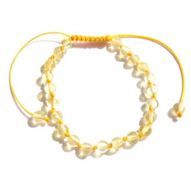 Imagem de Pulseira e Tornozeleira Regulável (15cm) Âmbar Báltico Limão Polido - 