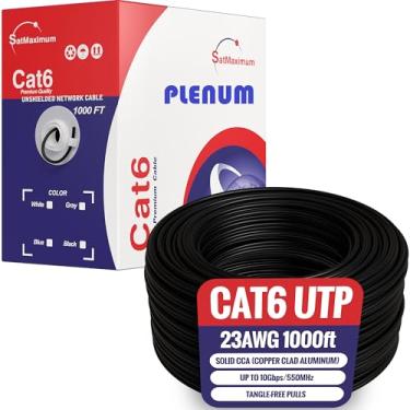 Imagem de Cables Direct Online 1000Ft Plenum Cmp Cat6 Pull Box Cabo Sólido 550Mhz Ethernet Lan Utp 23Awg Rj45 Rede Cca (Alumínio Revestido de Cobre) Fio Em Massa, Preto