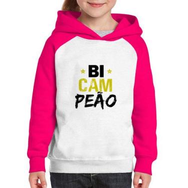 Imagem de Moletom Infantil BiCAMpeão - Foca na Moda, Branco, Rosa, 10