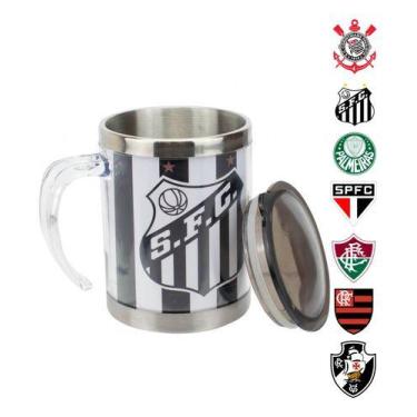 Imagem de Caneca Térmica Palmeiras Oficial Time Inox Com Tampa 450ml - Mileno