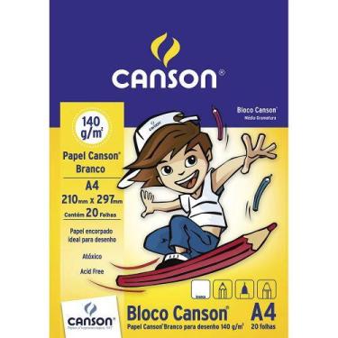 Imagem de Bloco Canson A4 Branco 20 Folhas Desenho 140g/m²