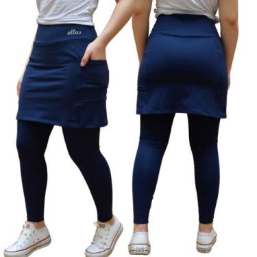 Imagem de Saia Calça com Bolso Alta Compressão UV50+ Poliamida Roupa Fitness Eva