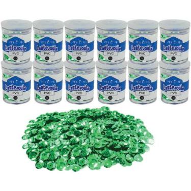 Imagem de Lantejoula Metalizada Verde Bandeira 10MM - Pote com 2G, Pacote com 12