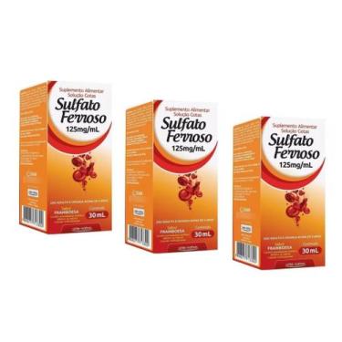 Imagem de Kit 3 Sulfato Ferroso Gotas Sabor Framboesa 30ml Arte Nativa