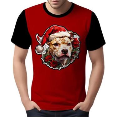 Imagem de Camisa Camiseta Tshirt Natal Festa Cachorro Pitbull Cão Neve - Enjoy S