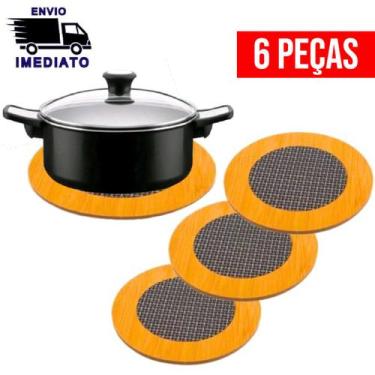 Imagem de Kit 6 Descanso de Panela Bambu Porta Panela e Travessa para Mesa Cozin