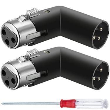 Imagem de DKARDU Adaptador de ângulo XLR 3 pinos conector macho e fêmea duplo 90 graus ajustável 4 ângulos diferentes soquete de plugue direito esquerdo para equipamento de áudio de microfone mixer, adaptador