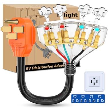 Imagem de Nilight Cabo adaptador de 50 Amp para 110V RV 50 Amp para 20A RV cabo adaptador de distribuição 4 pinos 14-50P macho para 4X 5-15R/5-20R fêmea ETL listado para tomada doméstica de gerador de trailer