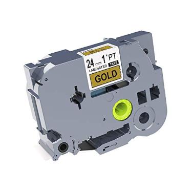 Imagem de IDIK 1PK Fita de etiqueta laminada padrão preta sobre ouro compatível com Brother P-Touch TZe-851 TZ851 TZe851 (24 mm x 8 m)