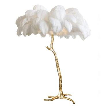 Imagem de Lâmpada de pé moderna de luxo com acabamento dourado com corpo de luz de resina, lâmpada decorativa regulável em 3 cores para quarto, escritório, 5 lâmpadas LED E14