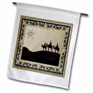 Imagem de 3dRose fl_13011_1 Bandeira de jardim com três homens sábios, preto e dourado, 30 x 45 cm