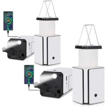 Imagem de garageangle 2Pack Solar Led Recarregável Lanterna de Emergência para Camping, Solar Branco Recarregável, Recarregável Tipo C, Luzes de Emergência Geração de Energia Por Manivela, Função de Fonte de Al